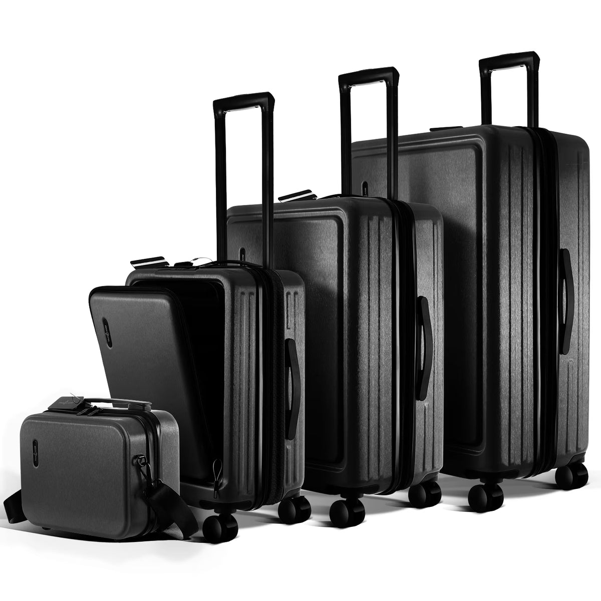 Virtu 4 Piece Hardshell Exapandable Luggage Set, Spinner Luggage Suitcase Set, Navy Blue