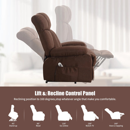 JONPONY Power Lift Recliner Chair Recliners for Elderly with Heat and Massage Recliner Chair for Living Room with Infinite Position and Side Pocket,USB Charge Port,Brown