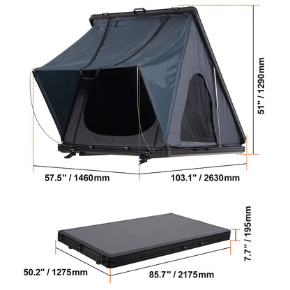 KFFKFF Hard Shell Rooftop Tent, Naturnest Model for 2-3 People, Includes Telescopic Ladder and Thick Mattress, Waterproof and Windproof, Suitable for Jeep, SUV, Van, and Pickup Trucks