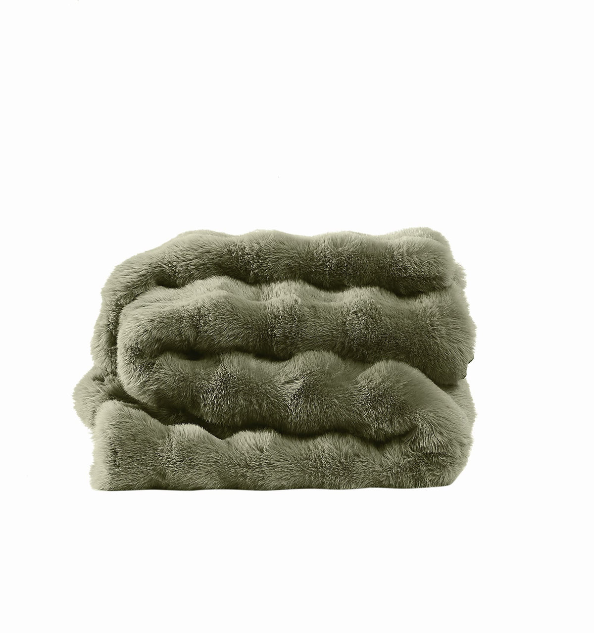 Brooklyn Loom Bubble Faux Fur 100% Microfiber Polyester  Twin XL Blanket in Green, All Season, Adult Size, OEKO-TEX Certified