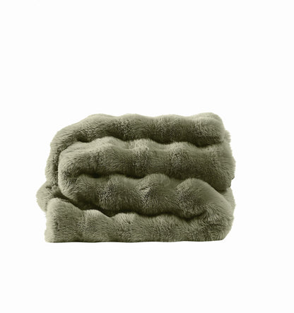 Brooklyn Loom Bubble Faux Fur 100% Microfiber Polyester  Twin XL Blanket in Green, All Season, Adult Size, OEKO-TEX Certified