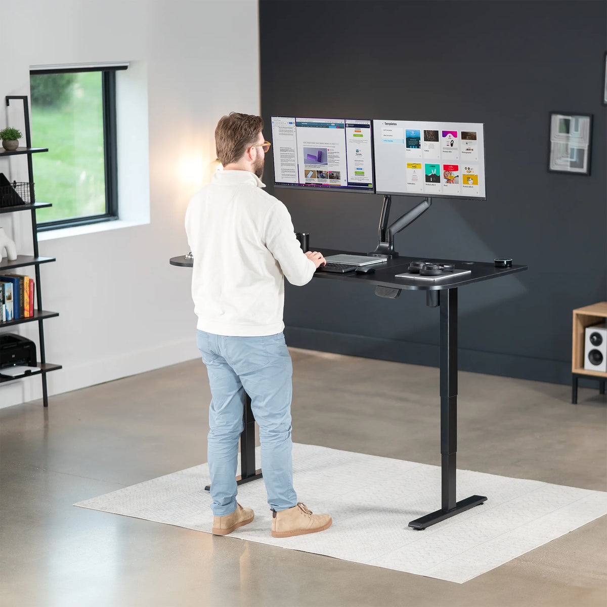 VIVO Reclaimed Wood / Black 63�?x 32�?Electric Height Adjustable Stand Up Desk