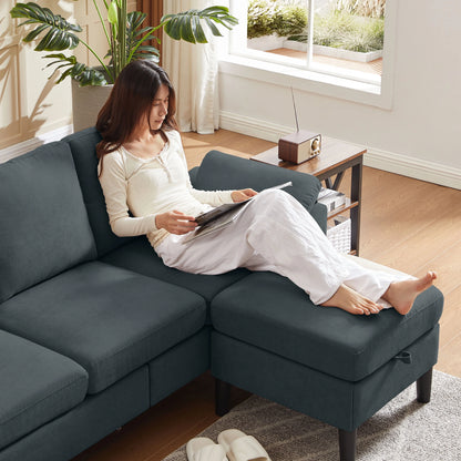 Pingliang Home Sectional Sofa Couch with Storage Ottoman,Modern 3 Seat L Shaped Sofa Couch for Living Room Apartment Studio Office