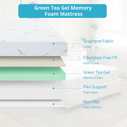 6'' Twin Size Memory Foam Mattress with Cover Breathable Bed Mattress in a Box, CertiPUR-US, Made in USA