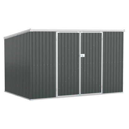 Outsunny 4.6' x 9' Metal Outdoor Storage Shed, Garden Utility Tool House with Double Lockable Doors for Backyard, Patio, Lawn, Garage, White