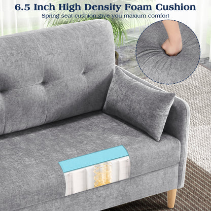 BedLuxury 47'' Wide LoveSeat, 2-seat Chenille sofa with 2 Pillows for Living Room and Small Spaces, Dark Grey