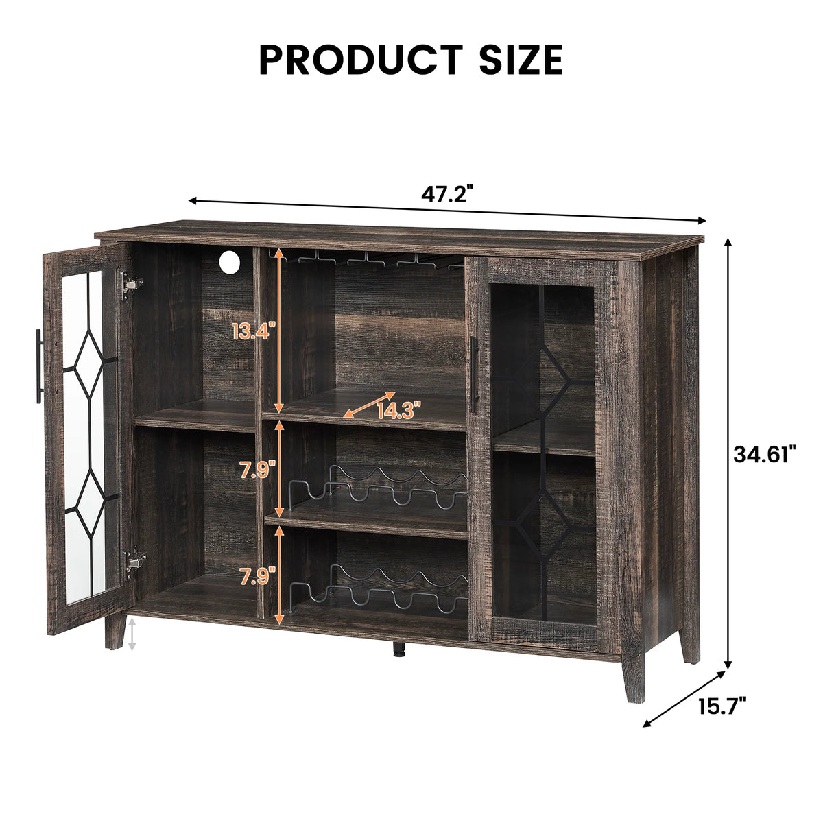 Faitaliicy Wine Bar Cabinet With Led Light Wine And Glass Rack Kitchen Buffet Sideboard Industry Coffee Bar Cabinet Freestanding Liquor Cabinet For Kitchen Dining Room Living Room
