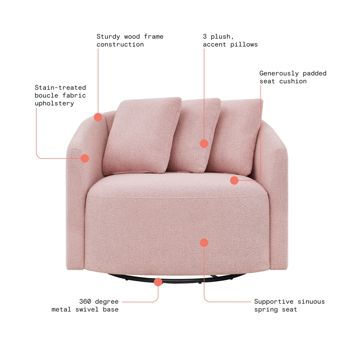 Beautiful Drew Accent Chair by Drew Barrymore, Cream Boucle