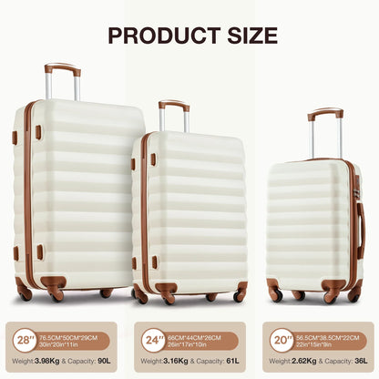 3 Piece Luggage Sets with 6 PC Organize Bags Lightweight Suitcases with Spinner Wheels, Pink