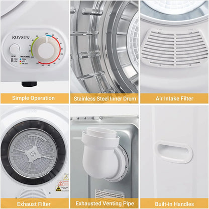 RovSun 110V White Stainless Steel Electric Tumble Dryer