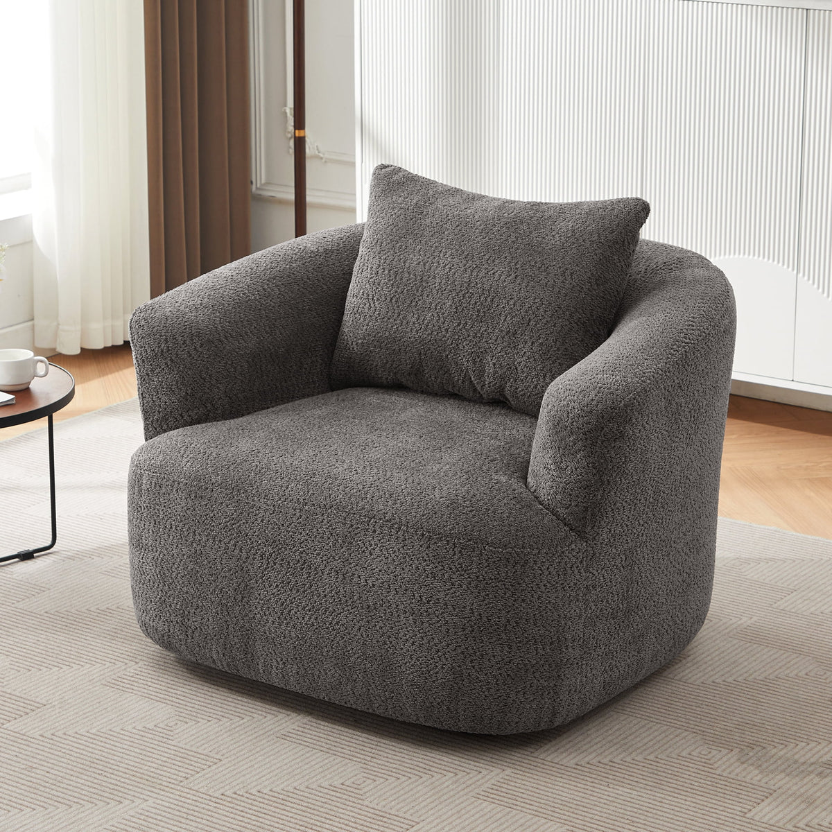 Harper & Bright Designs 360�� Swivel Accent Chair, Barrel Chair Swivel Upholstered Sofa Chair with Cushion for Living Room Office, Beige