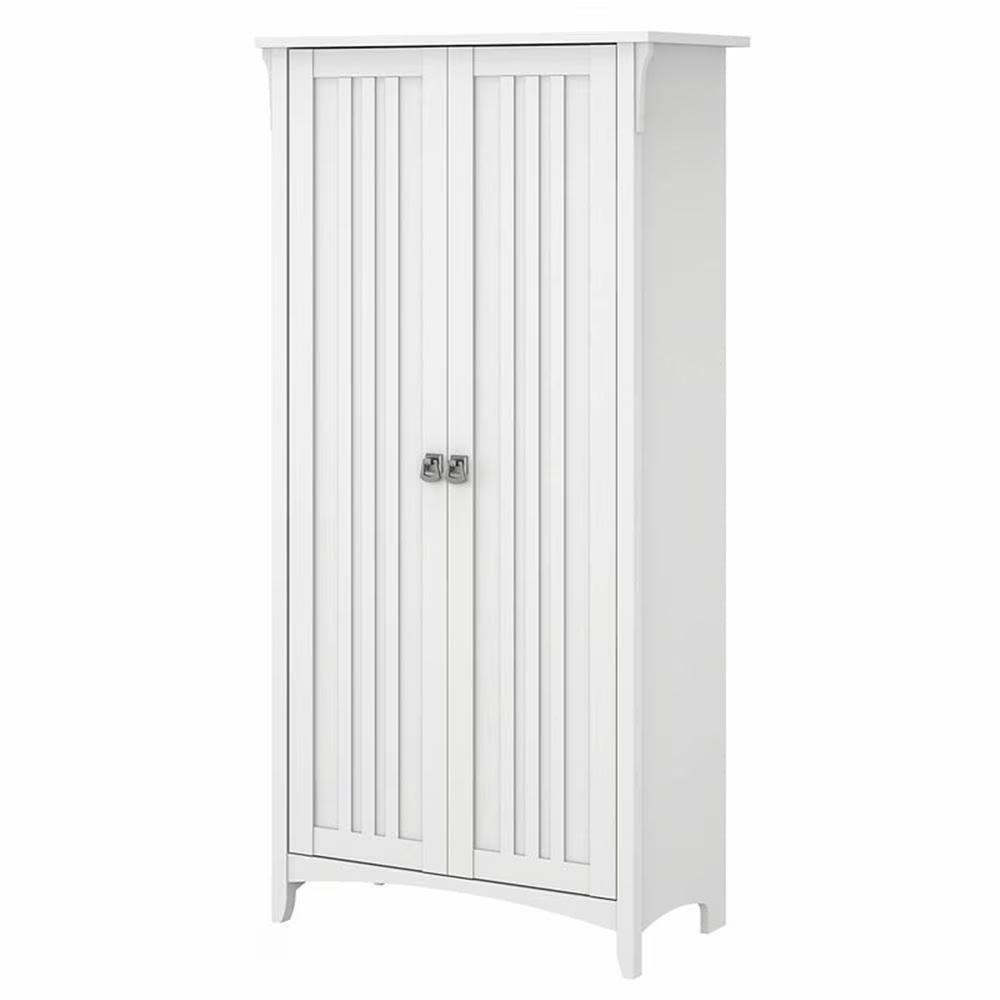 Bowery Hill Farmhouse Engineered Wood Tall Storage Cabinet with Doors in Black