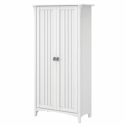 Bowery Hill Farmhouse Engineered Wood Tall Storage Cabinet with Doors in Black