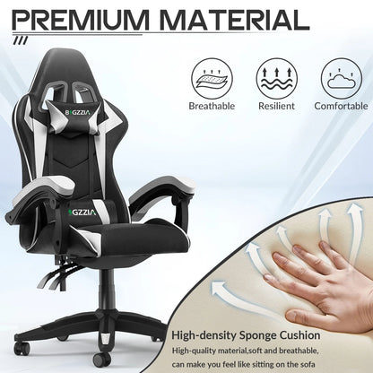 Bigzzia Gaming Chair with Footrest, Gaming Chair for Adult with Headrest and Lumbar Support,Red