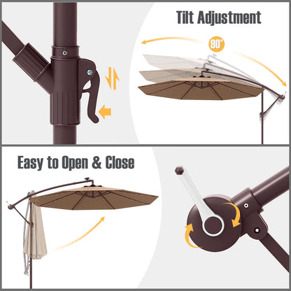 Costway 98.40" Navy Cantilever Patio Umbrella, Base-Included