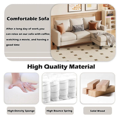 Homall Convertible Sectional Sofa Couch, Modern Linen Fabric L-Shaped Couch 3-Seat Sofa Sectional with Reversible Chaise for Small Living Room, Apartment and Small Space, Dark Gray