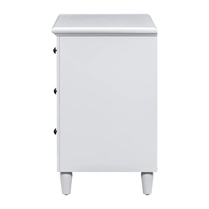 White Nightstand for Bedroom, Atumon Nightstand with 3 Drawers, Wood Bedside Table, Modern Nightstand Furniture for Bedroom, 28"L x 16.9"W x 28"H