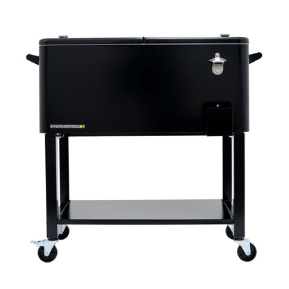 Permasteel 80-Qt Outdoor Steel Patio Cooler with Removable Basin, Rolling Cooler with Wheels, Teal Green