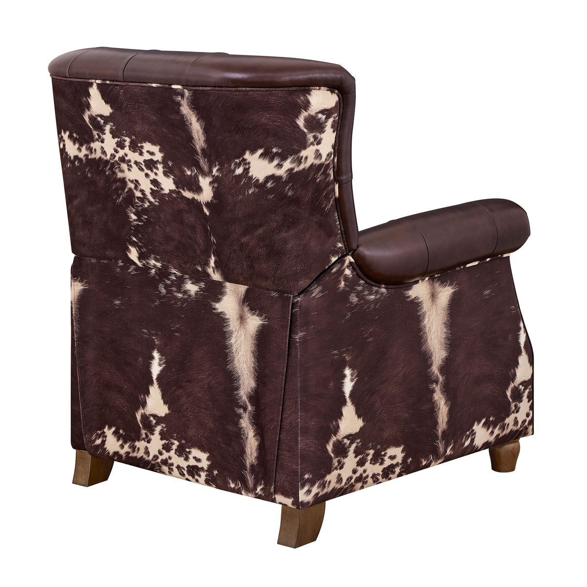 Pioneer Woman Harper Pushback Leather Recliner, Whiskey & Faux Cowhide Upholstery