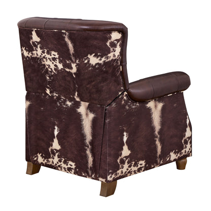 Pioneer Woman Harper Pushback Leather Recliner, Whiskey & Faux Cowhide Upholstery