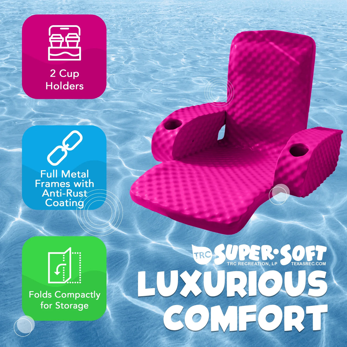 TRC Recreation Baja Folding Armchair Swimming Pool Float, Tropical Teal
