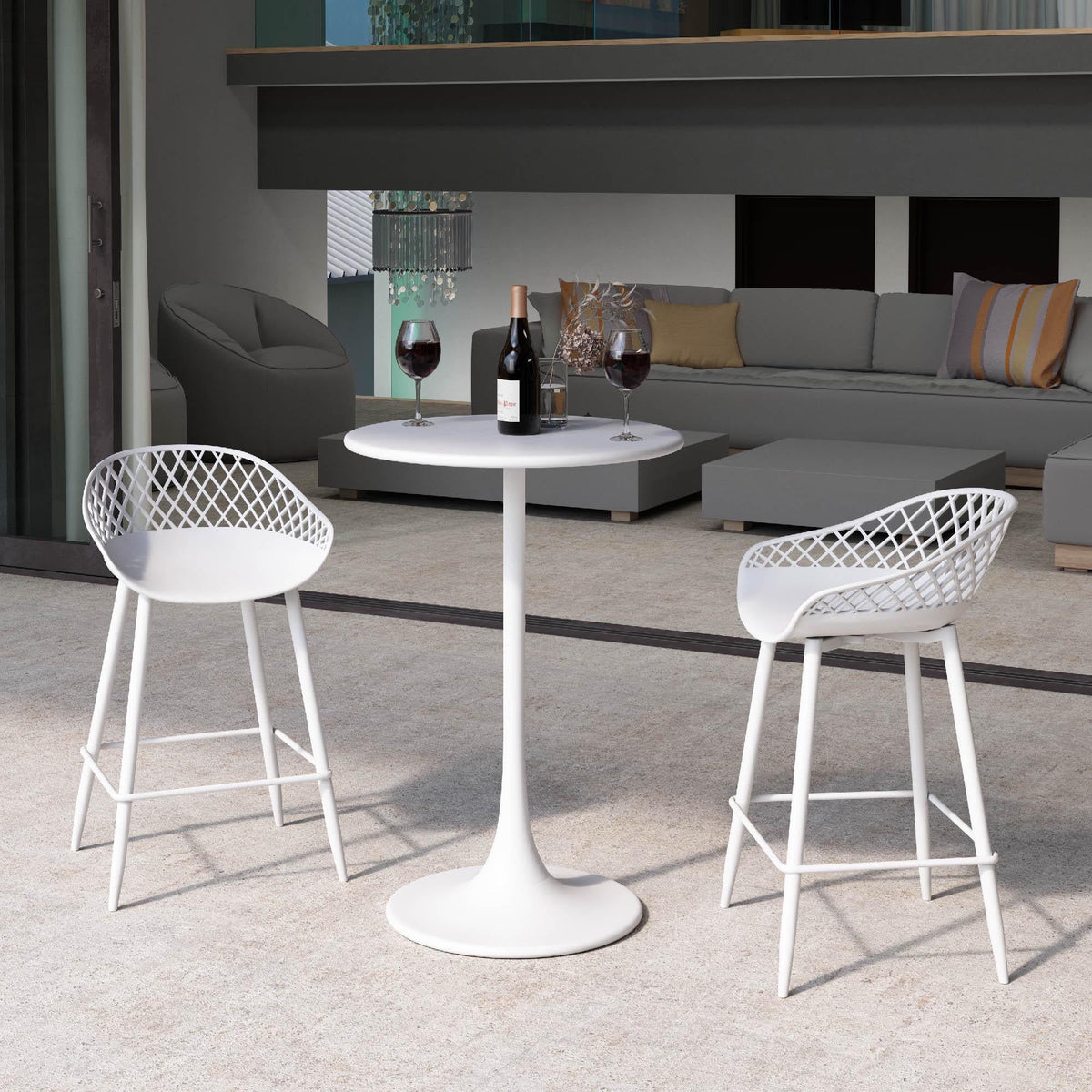 Kurv Indoor and Outdoor Counter Stool - Aloe Green - Set of 2