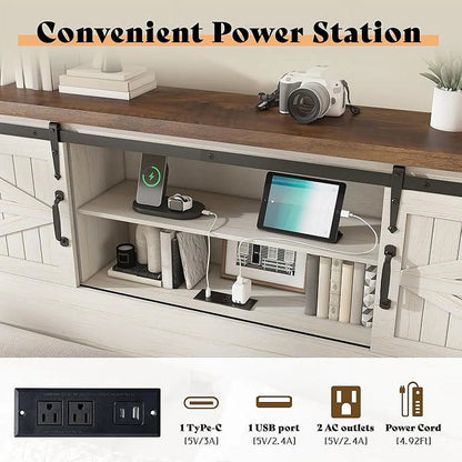 Merluxy Farmhouse Full Bed Frame with Storage Bookcase & Charging Station, Bedroom Furniture, Grey
