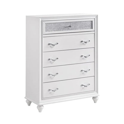 Maklaine 5-piece California King Panel Wood Bedroom Set White and Gray