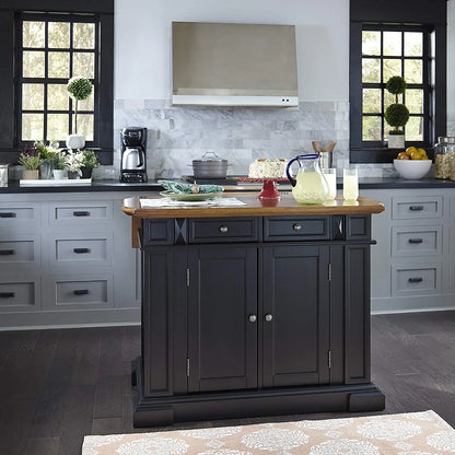 Homestyles Americana Wood Kitchen Island in Black