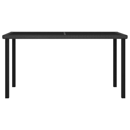 vidaXL Outdoor Dining Table Garden Porch Patio Table with Glass Top PE Rattan