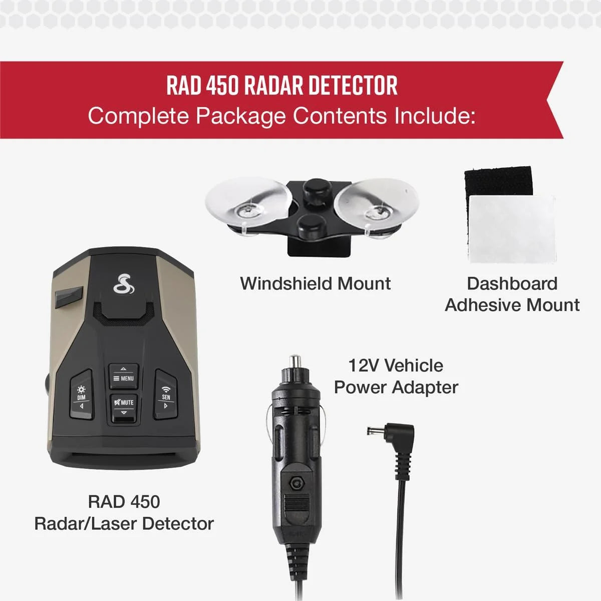 Cobra RAD 450 Laser Radar Detector - Long Range, False Alert Filter, Voice Alert & OLED Display, Black, 0180002-2 (New)