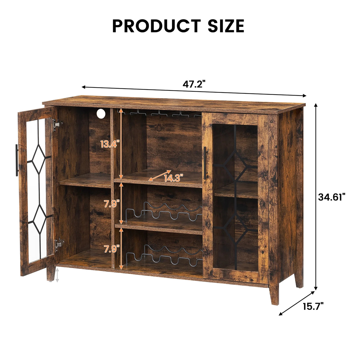 Faitaliicy Wine Bar Cabinet With Led Light Wine And Glass Rack Kitchen Buffet Sideboard Industry Coffee Bar Cabinet Freestanding Liquor Cabinet For Kitchen Dining Room Living Room