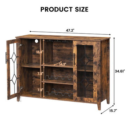 Faitaliicy Wine Bar Cabinet With Led Light Wine And Glass Rack Kitchen Buffet Sideboard Industry Coffee Bar Cabinet Freestanding Liquor Cabinet For Kitchen Dining Room Living Room