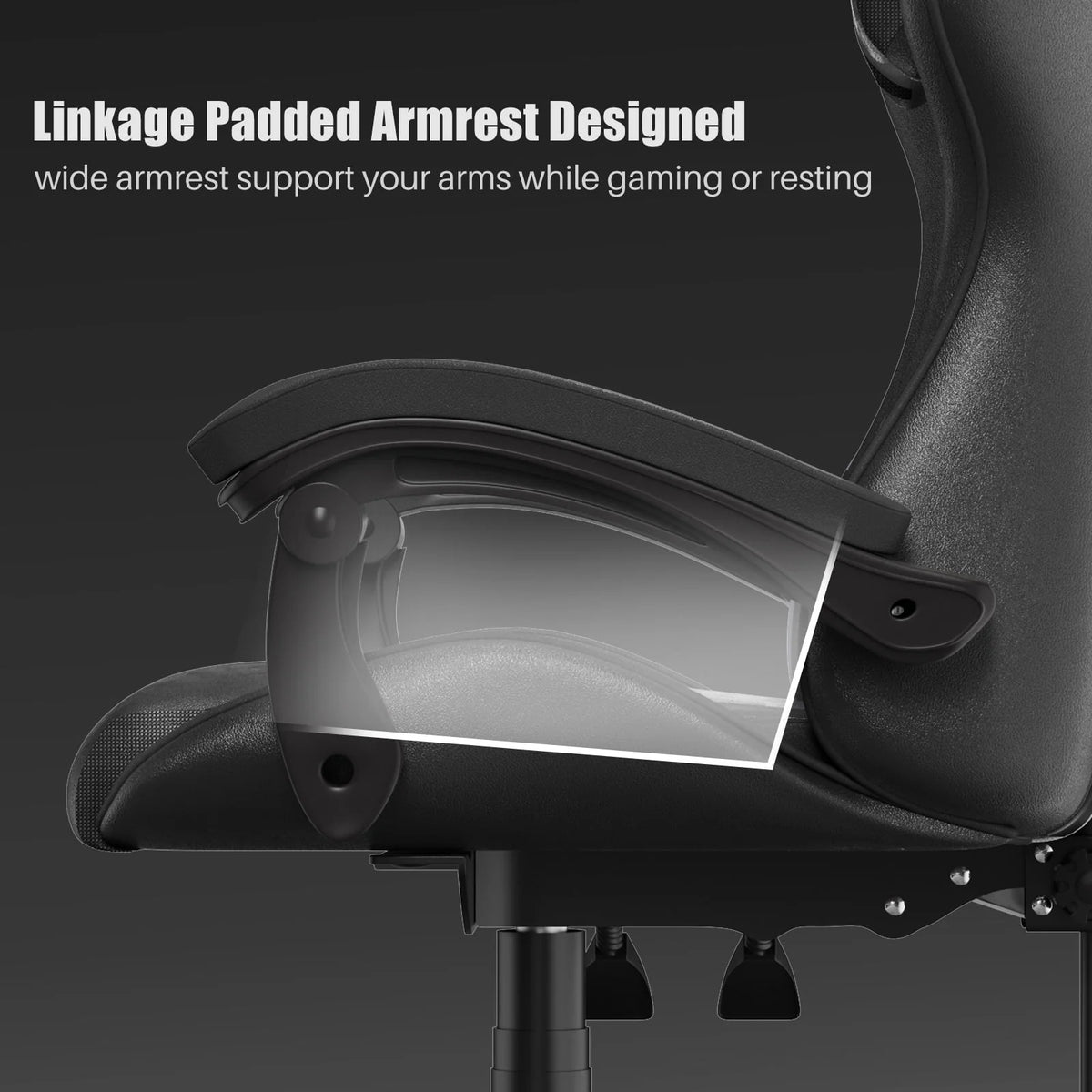 Bigzzia Gaming Chair Office Chair, Ergonomic Game Chair with Headrest & Lumbar Pillow, Black
