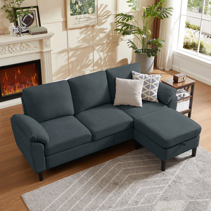 Pingliang Home Sectional Sofa Couch with Storage Ottoman,Modern 3 Seat L Shaped Sofa Couch for Living Room Apartment Studio Office