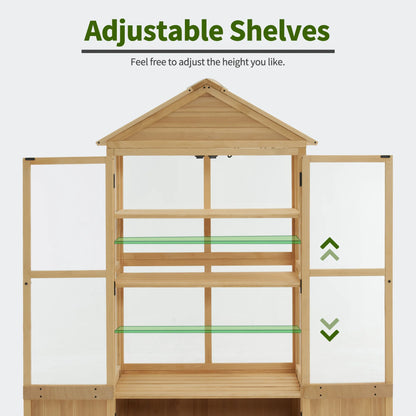 MCombo Cold Frame Greenhouse, 3 tier Wooden Greenhouse Cabinet with Adjustable Shelf, Garden Cold Frame Shed for Outdoor Indoor Use, 0847