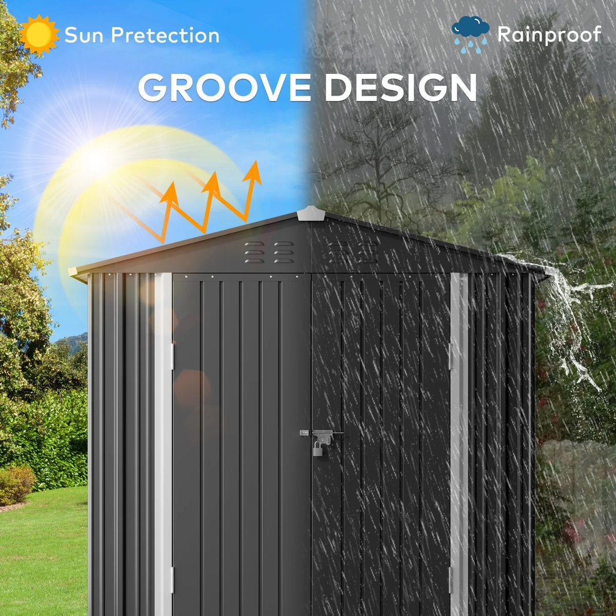 Lofka 6 x 4ft Shed and Outdoor Storage , Durable Metal Garden Shed  with Lockable Door, Weather-Resistant Steel Tool Shed for Backyard, Patio, Grey