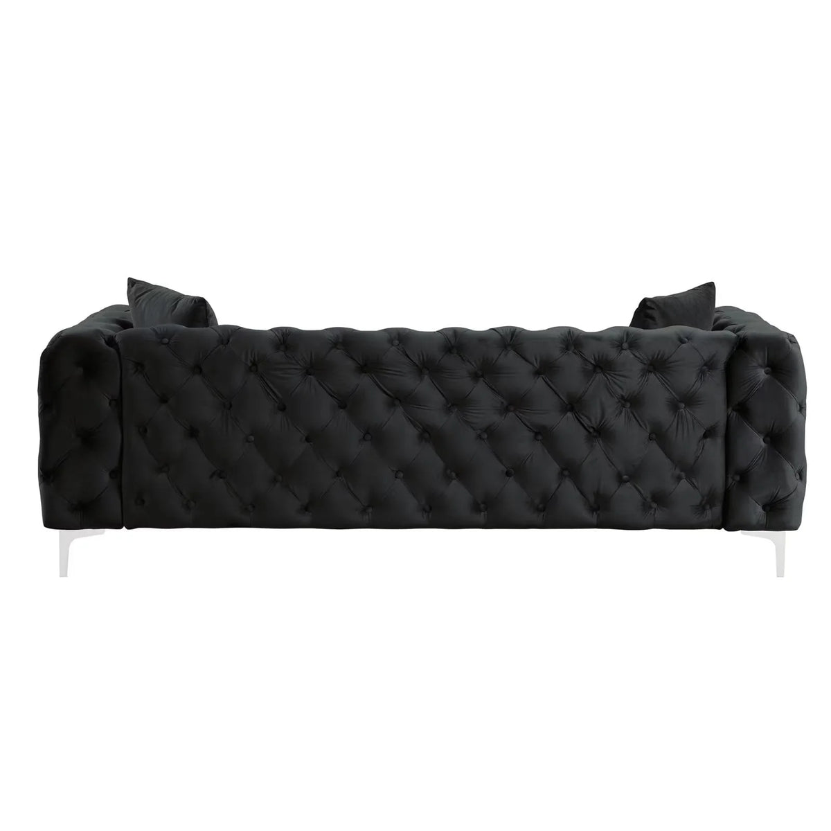 Morden Fort Modern Contemporary 2 Piece of Loveseat and Sofa Set with Deep Button Tufting Dutch Velvet, Solid Wood Frame and Iron Legs-Black