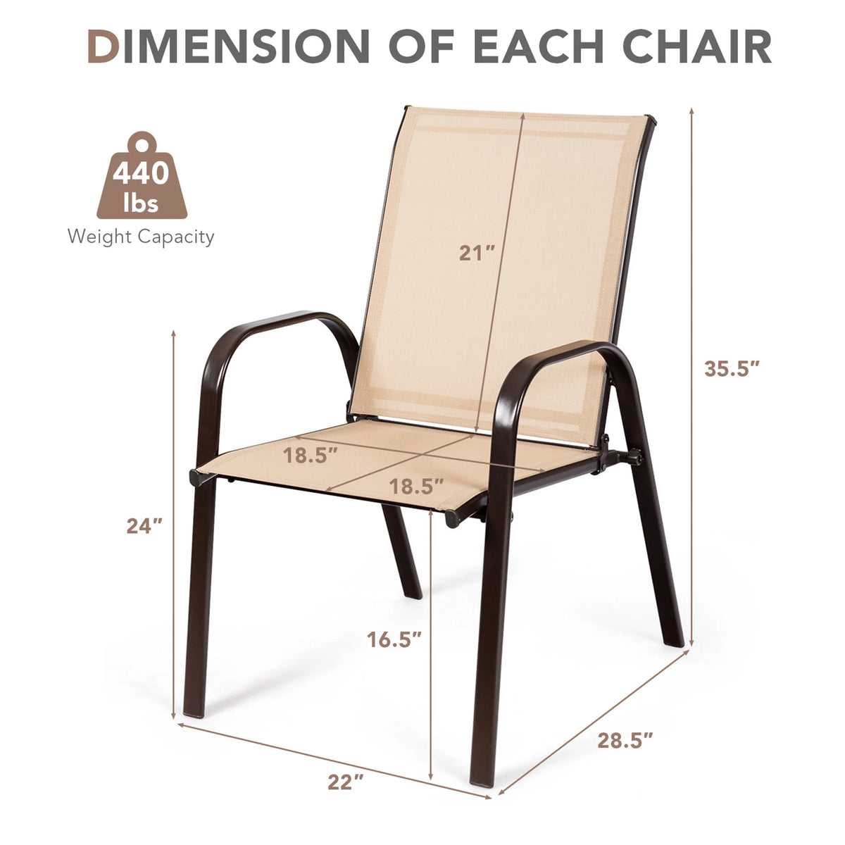 Gymax Set of 4 Patio Chairs Dining Chairs w/ Steel Frame Yard Outdoor Grey