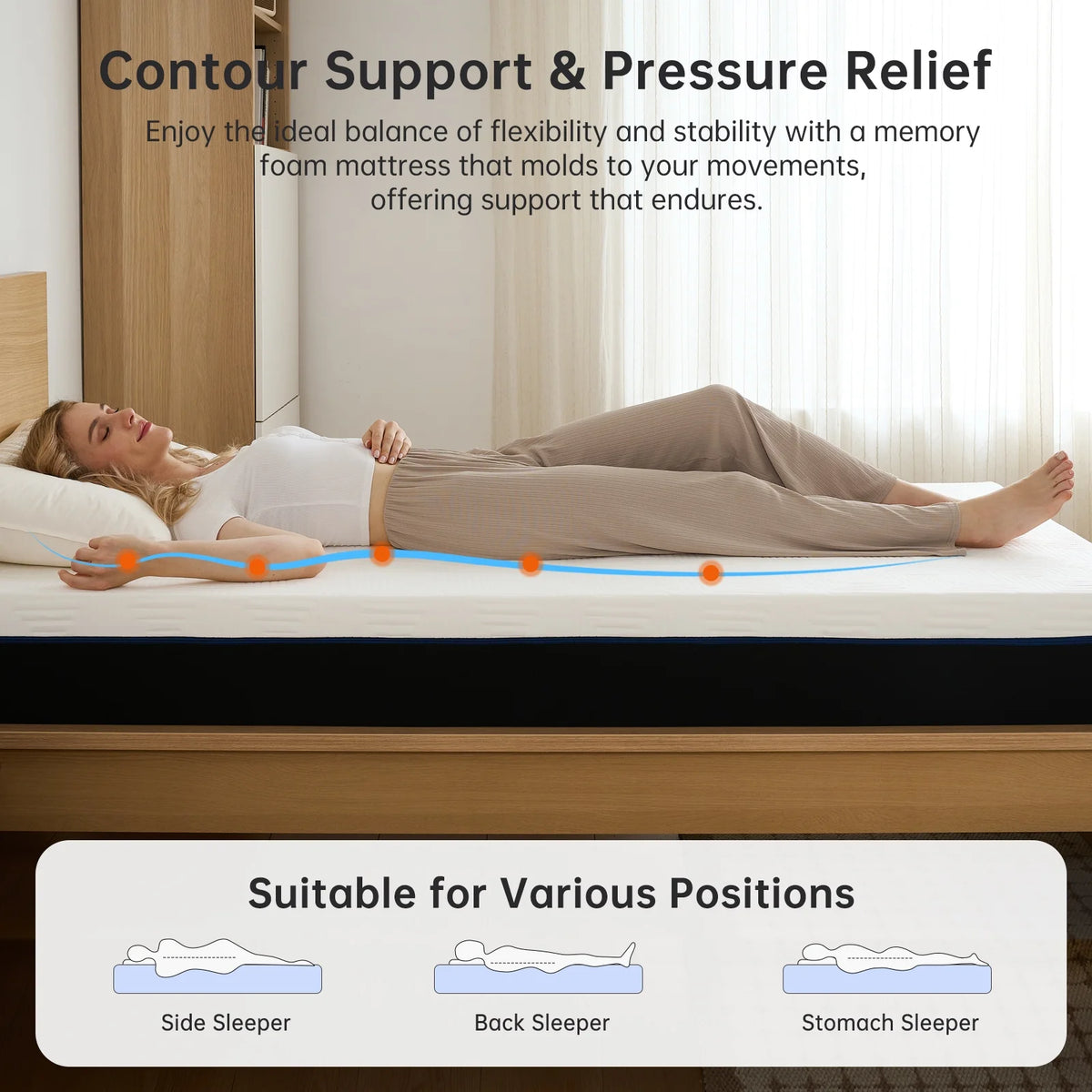 BabyQueen Twin Size Mattress 6" Medium Firm Gel Memory Foam Twin Mattress for Pressure Relief, Bed in a Box, Breathable Cooling Layers, Certified Safe Materials