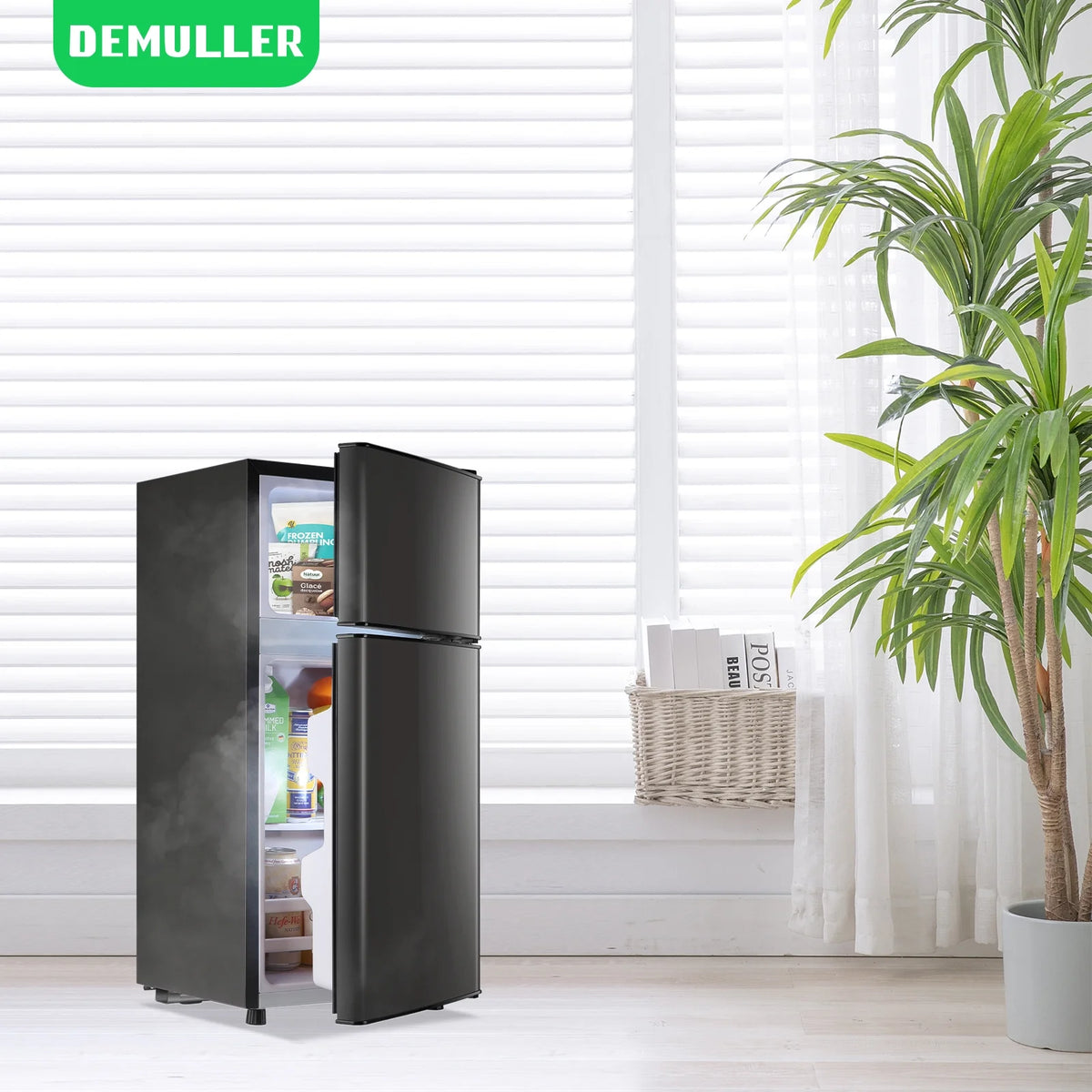 DEMULLER 2.4 Cu.ft Refrigerator Mini Fridge with Freezer Dual Door Personal Fridge New Silver Sale