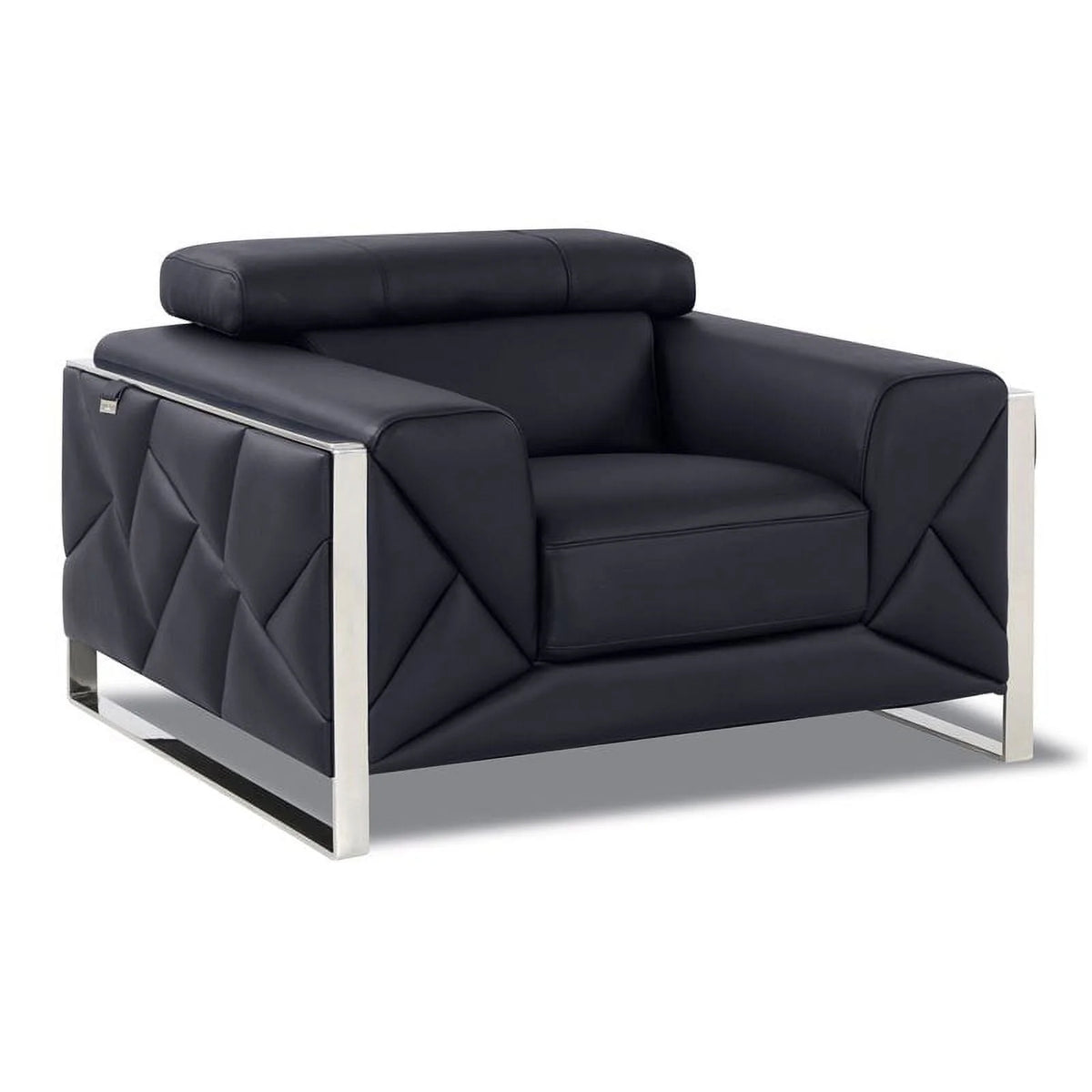 Titan Furnishings 18.5" Modern Genuine Italian Leather Chair in Black