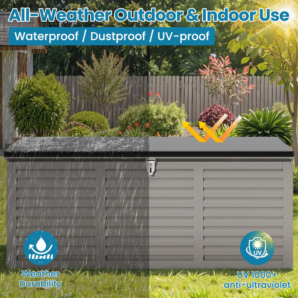 Outdoor Storage Box, 130GAL Waterproof Deck Box, Lockable Pool Patio Storage Indoor Toy Box, Outdoor Storage Bench for Porch, Max Load Weight 500LBS