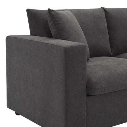 Harper & Bright Designs Modern Sectional Sofa 3 Seat Couch with Ottoman, Upholstered L Shaped Cloud Couch for Small Space Apartment Office, White