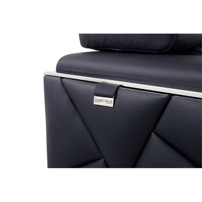 Titan Furnishings 18.5" Modern Genuine Italian Leather Chair in Black