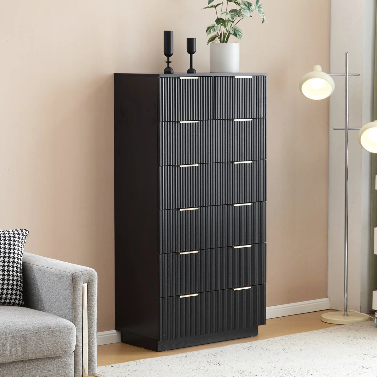 UBesGoo Dresser for Bedroom Wood 4 Drawers Dressers, Fluted Modern Dresser, White