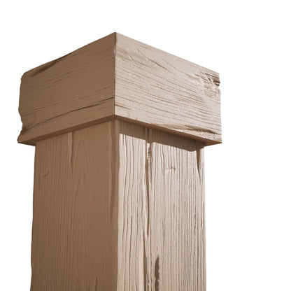 Ekena Millwork 18"W x 5'H Hand Hewn Endurathane Faux Wood Non-Tapered Square Column Wrap with Standard Capital & Base