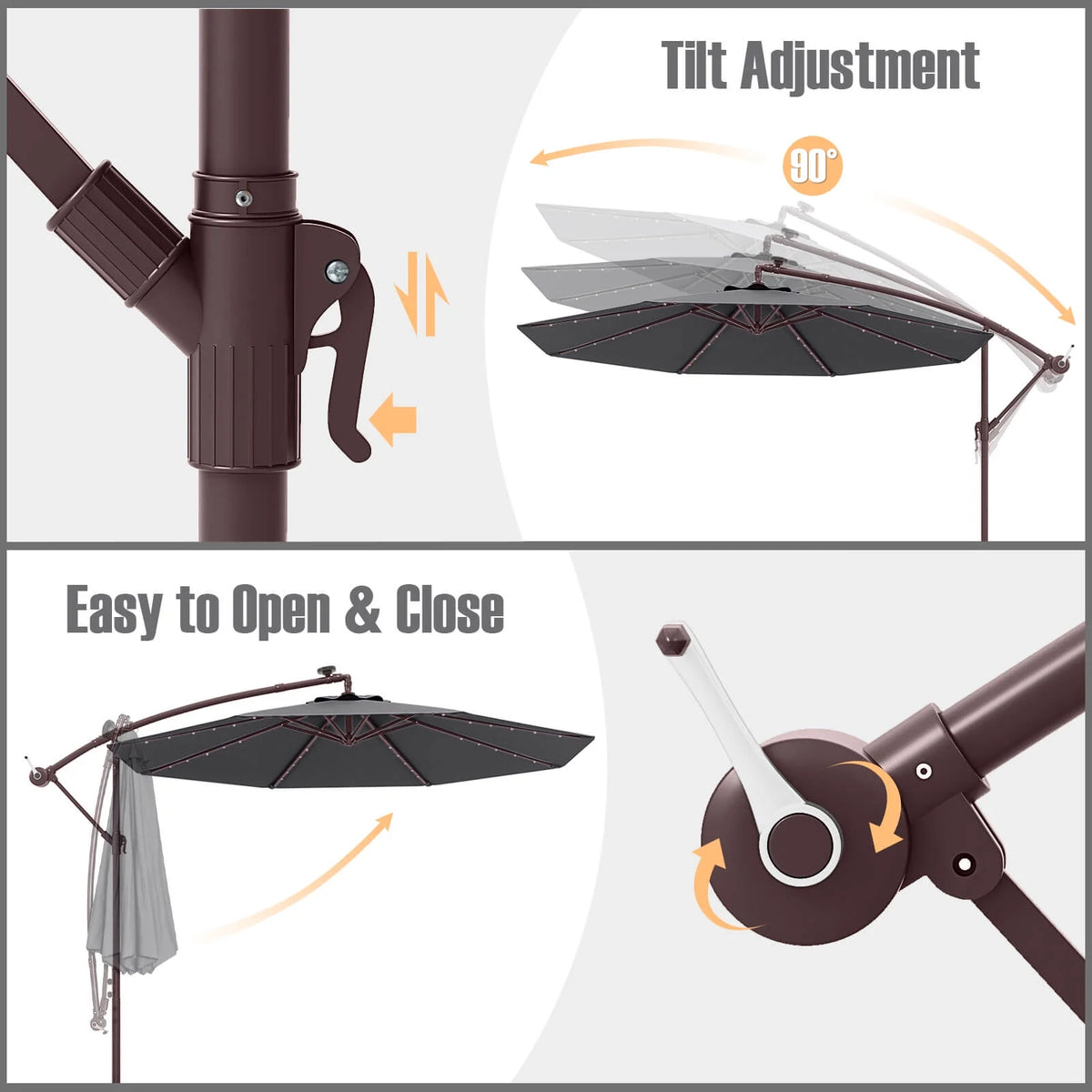 Costway 98.40" Navy Cantilever Patio Umbrella, Base-Included
