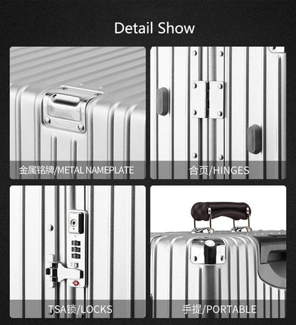 All Aluminum Magnesium Carry on Luggage Airline Approved, Hardside Carry on Suitcase with TSA Lock, Zipperless Luggage Checked Luggage Metal Rolling Luggage for Travel, Business
