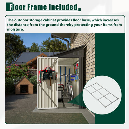 6' x 4' Outdoor Storage Shed, Metal Garden Shed with Lockable Doors, Tools Storage Shed for Backyard, Patio, White